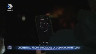 Dronele au făcut spectacol la Coloana Infinitului