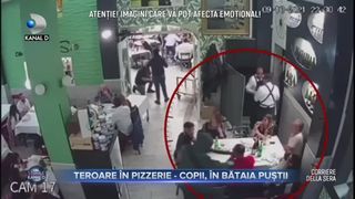 Teroare în pizzerie, copii, în bătaia puștii