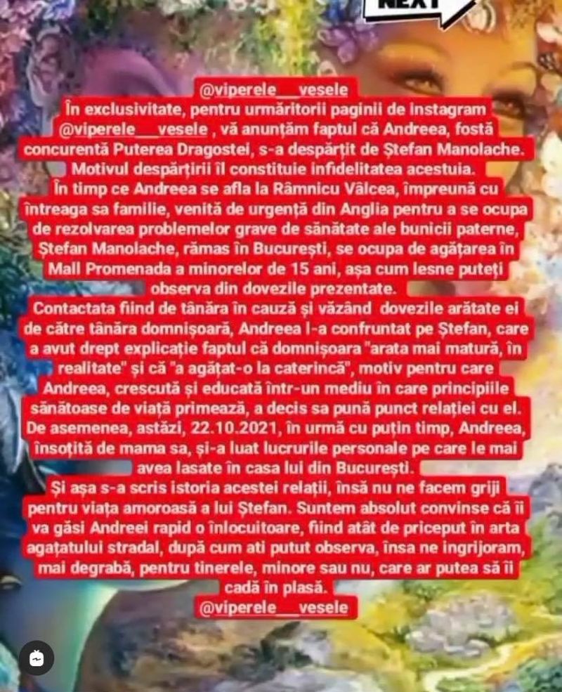 Despărțirea scandaloasă: Andreea, fosta concurentă de la Puterea Dragostei, a pus capăt relației cu Ștefan Manolescu