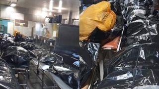 Scene șocante la un spital din Capitală. Oamenii decedați din cauza COVID-19 sunt puși unii peste alții, în saci negri