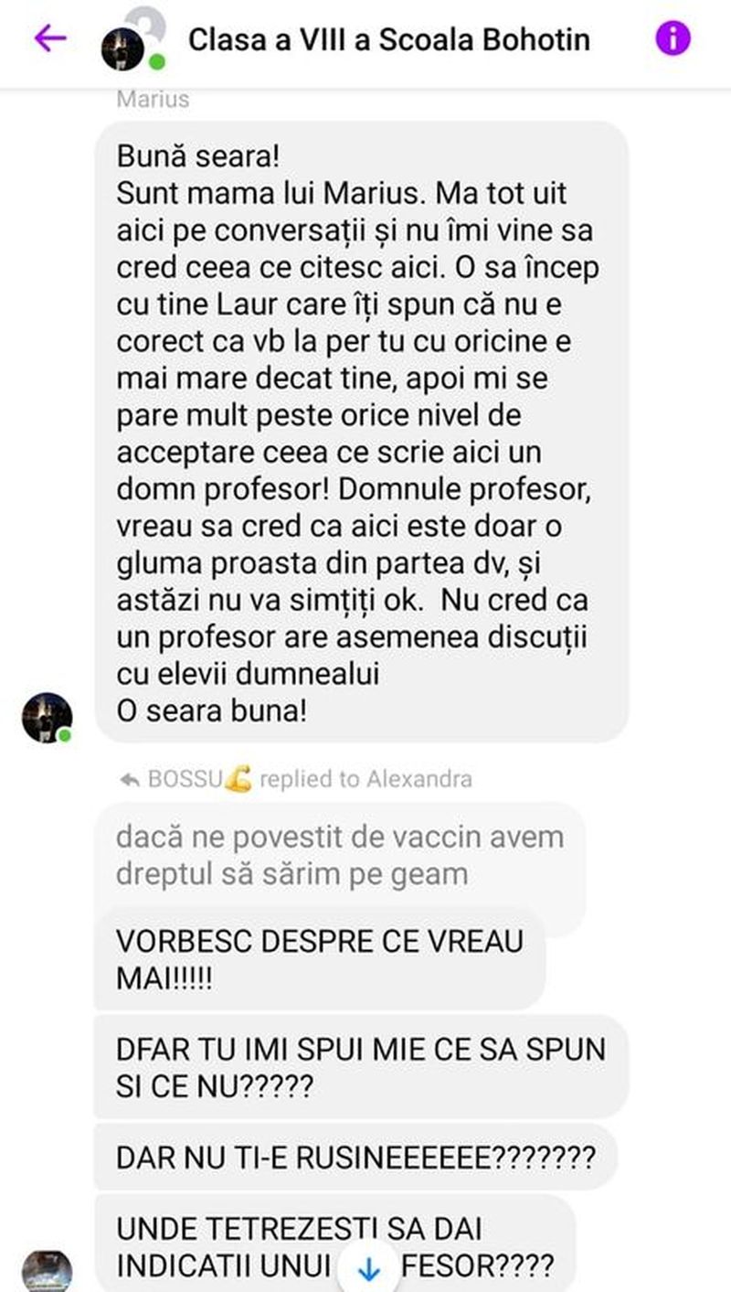 Profesorul antivaccinist din Iași a fost concediat. Îi amenința și îi jignea pe elevi