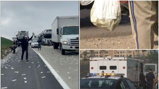 Eveniment bizar pe o autostradă din SUA. A plouat cu bani