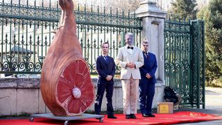 Protest &icirc;n fața Parlamentului. Protestatarii au adus un ciolan și purtau măști cu politicienilor: &bdquo;Parlamentari, nu giraţi lupta pe ciolan: nu votaţi premier PNL-PSD-UDMR!&rdquo;