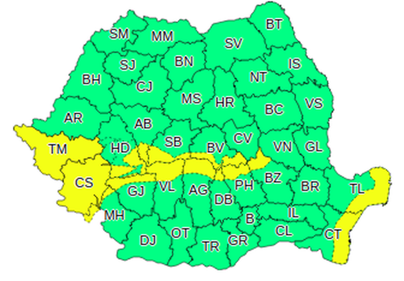 Cod galben de ninsori şi viscol în România