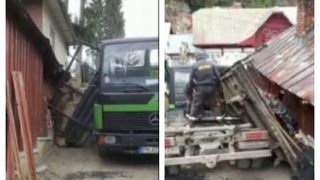 VIDEO | Fenomenul Dorel s-a produs și la Bușteni. Mai mulți muncitori au vrut să asfalteze o stradă, dar au darâmat... o casă
