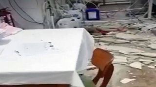 VIDEO | Incident cutremurător la spitalul din Lugoj. O bucată de tavan s-a prăbușit în mijlocul unui salon