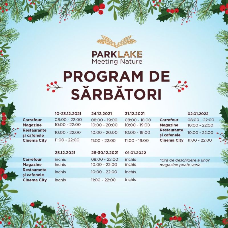 Program Park Lake de sărbători