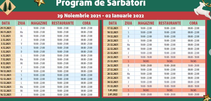 Program Sun plaza sărbători