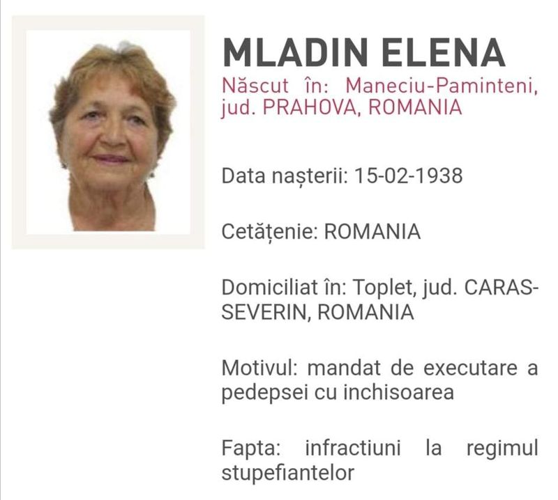 elena mladin este dată în urmărire generală