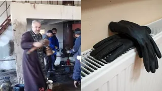 În Motru, 15.000 de oameni stau în frig. Un preot a venit să sfințească locul avariei