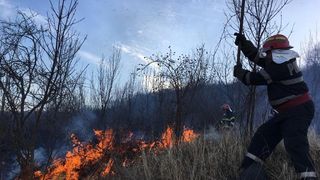 Incendiu puternic lângă vulcanii noroioși din Buzău