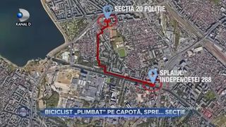 Biciclist „plimbat” pe capotă, spre...secție