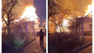 VIDEO | Flăcări înalte au alertat în toiul nopții locuitorii comunei Teișani din Prahova