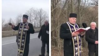 VIDEO | Imagini inedite: Un preot din Bacău a sfințit „curba morții”, un loc în care se produc frecvent accidente rutiere