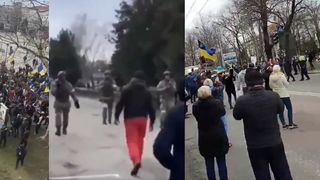 civili care luptă împotriva trupelor rusești