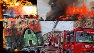 VIDEO |Incendiu de proporții la mansarda unui bloc. Zeci de persoane au fost evacuate