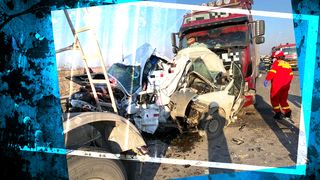 VIDEO - Accident în lanț pe A1. Două mașini au fost prinse într-un tir și o cisternă, șoferii au murit pe loc