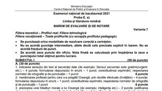 Barem simulare Rom&acirc;nă 2022 - Bacalaureat