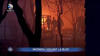 Incendiu violent la bloc