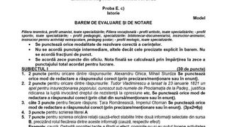 Barem simulare Istorie 2022 - Bacalaureat