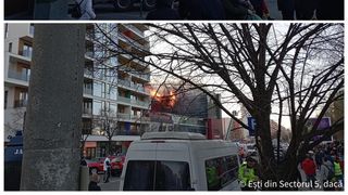 Incendiu în București. Acoperișul unui magazin din Calea 13 Septembrie a luat foc/Pompierii intervin, oamenii au fost evacuați