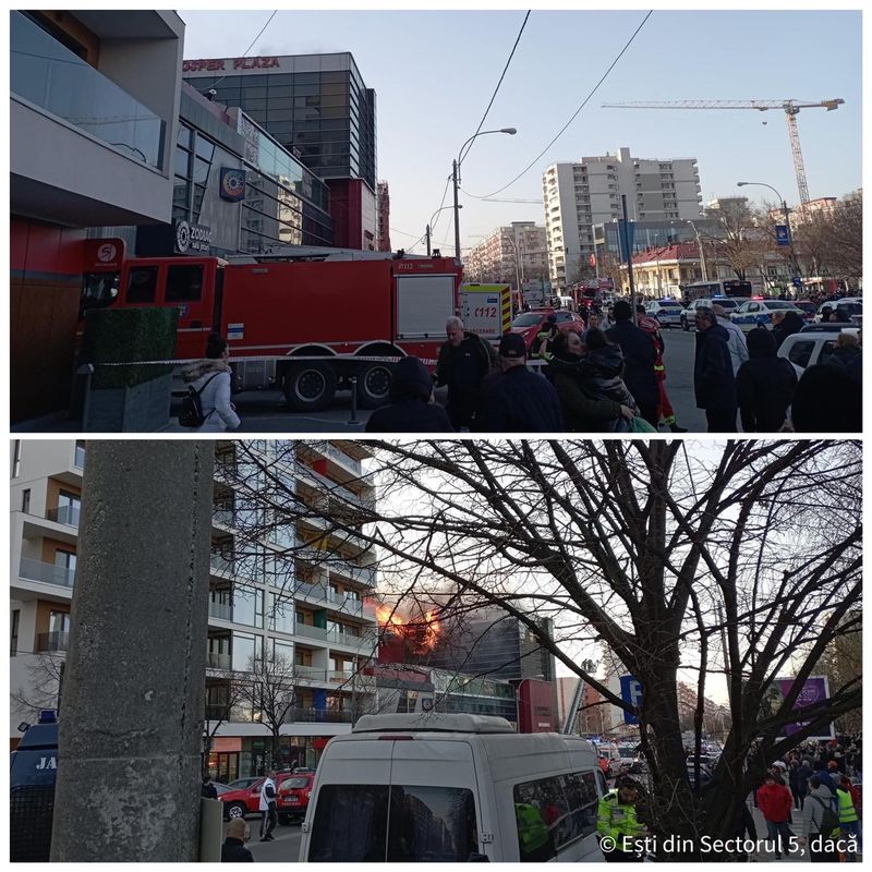 Incendiu în București. Acoperișul unui magazin din Calea 13 Septembrie a luat foc/Pompierii intervin, oamenii au fost evacuați