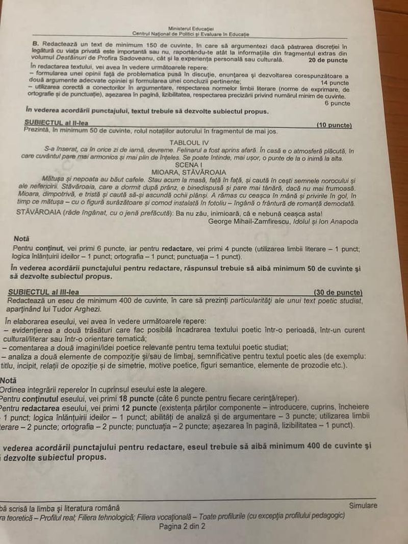 EDU.ro Barem simulare BAC 2022 Română