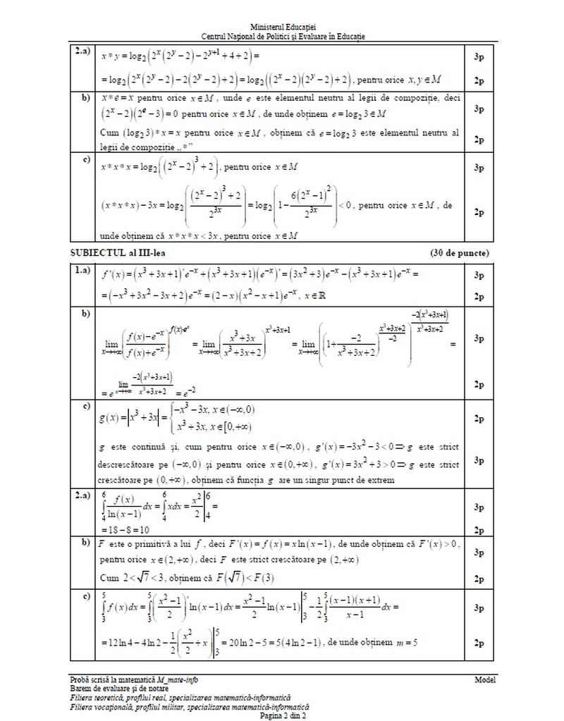 simulare BAC matematică