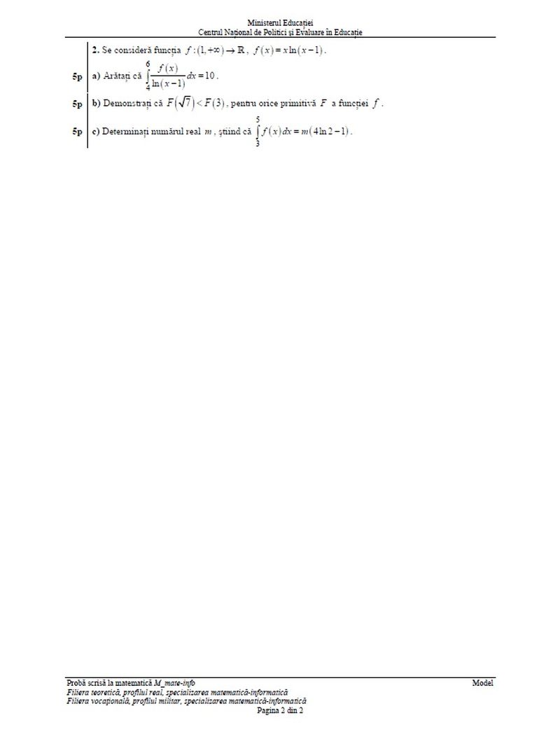 simulare BAC matematică