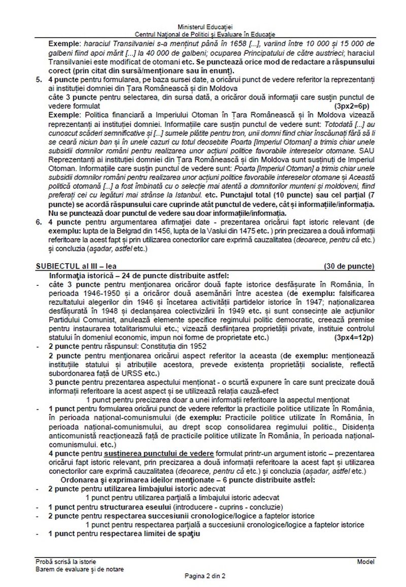 Subiecte istorie BAC 2022