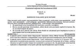 Subiecte istorie BAC 2022