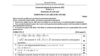 Barem simulare BAC Matematică.
