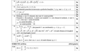 Barem simulare BAC Matematică.