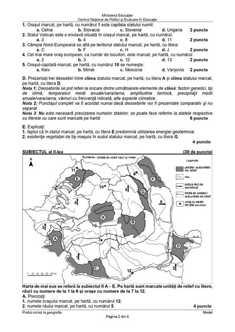Subiecte Geografie simulare BAC 2022. Toate rezolvările corecte pentru proba la alegere a profilului