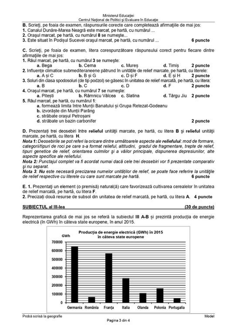 Subiecte Geografie simulare BAC 2022. Toate rezolvările corecte pentru proba la alegere a profilului