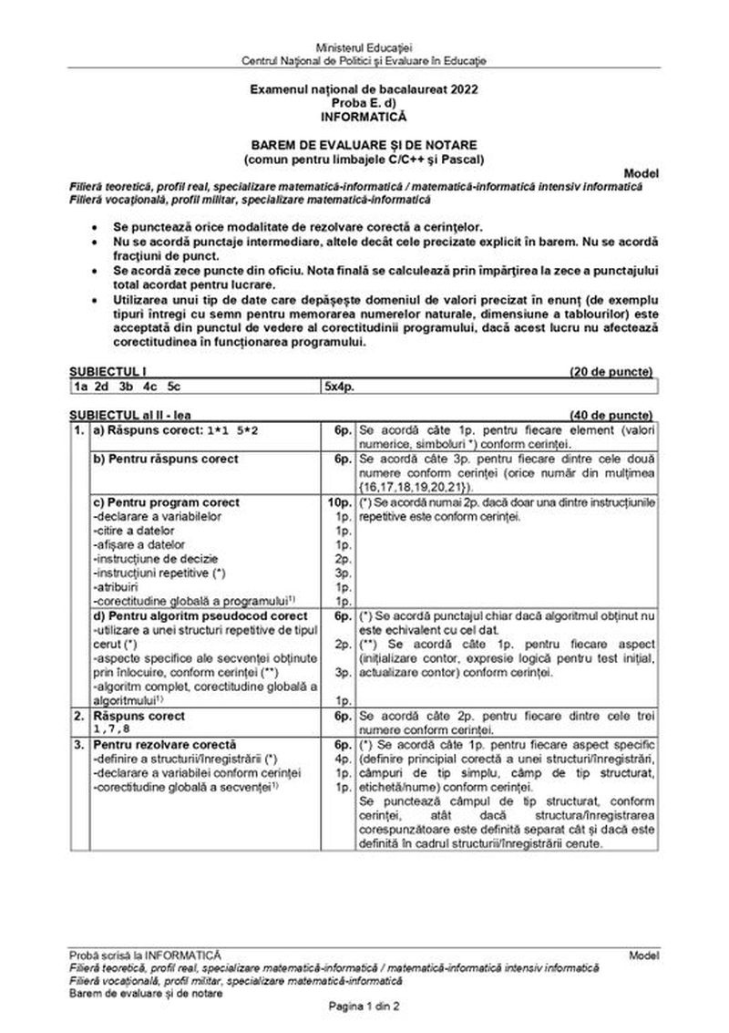 Subiecte Informatică simulare BAC 2022. Cum se rezolvă subiectele?