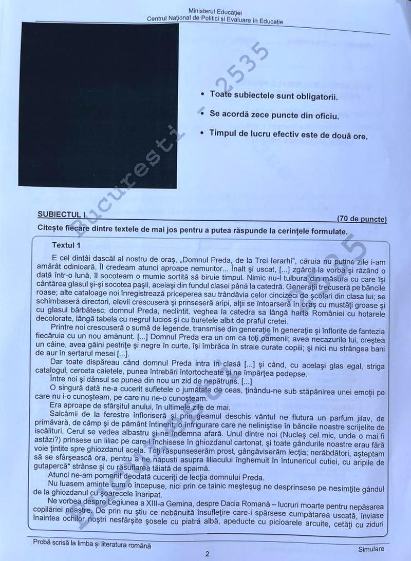 Edu.ro Subiecte simulare Evaluare Naţională 2022 Română: Ce au primit elevii de clasa a 8-a? Barem de corectare