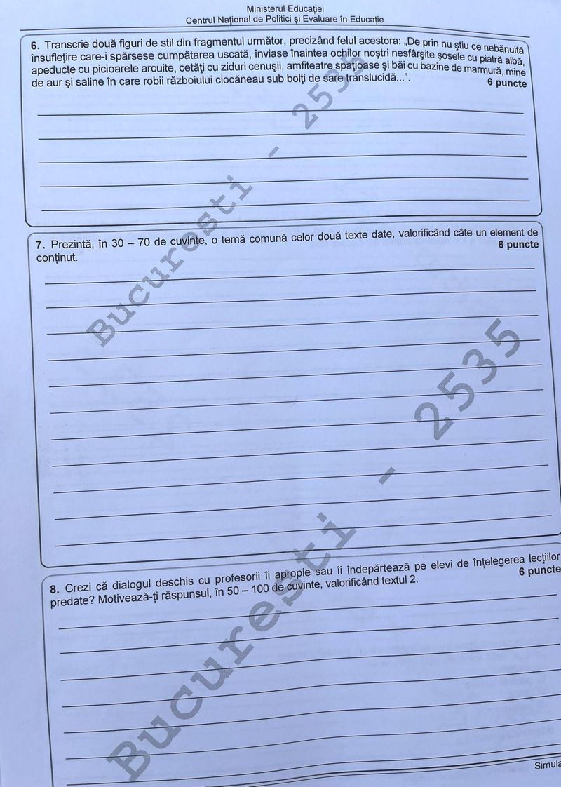 Edu.ro Subiecte simulare Evaluare Naţională 2022 Română: Ce au primit elevii de clasa a 8-a? Barem de corectare
