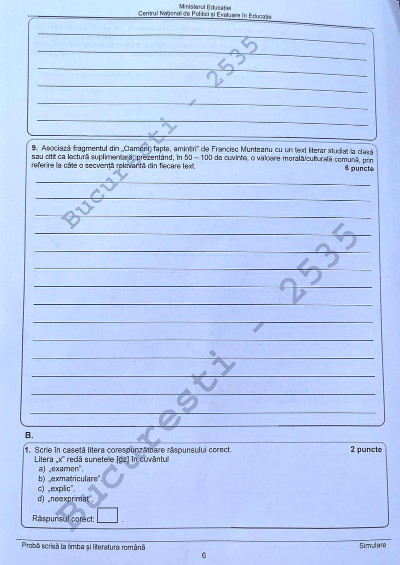 Edu.ro Subiecte simulare Evaluare Naţională 2022 Română: Ce au primit elevii de clasa a 8-a? Barem de corectare