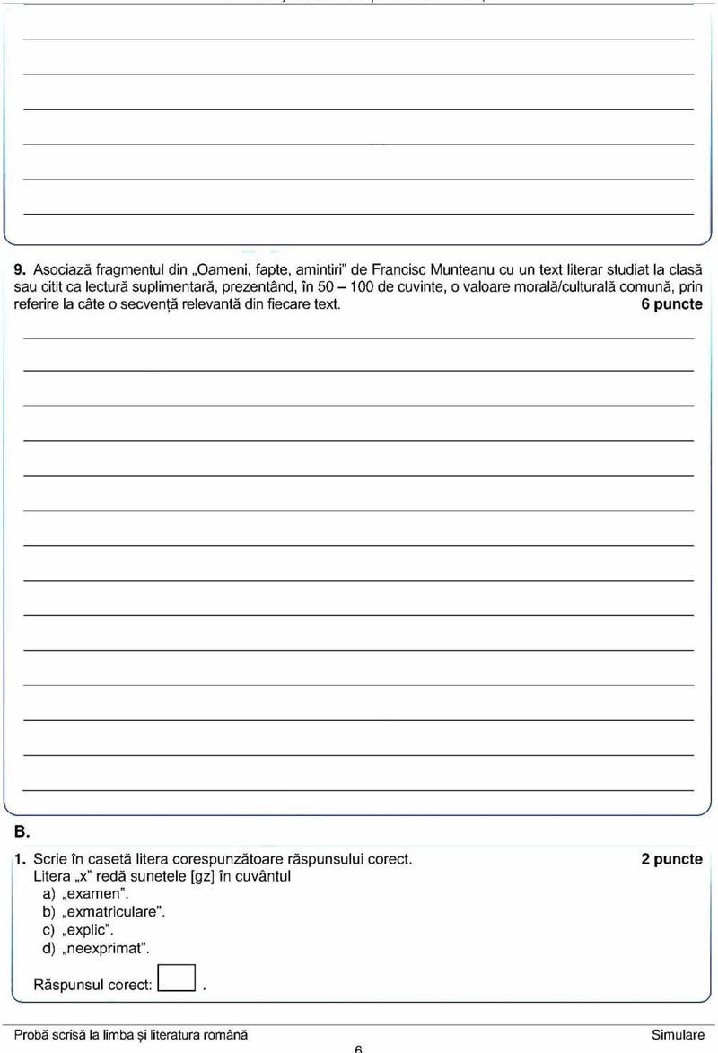 Edu.ro Barem şi subiecte simulare Evaluare Naţională 2022