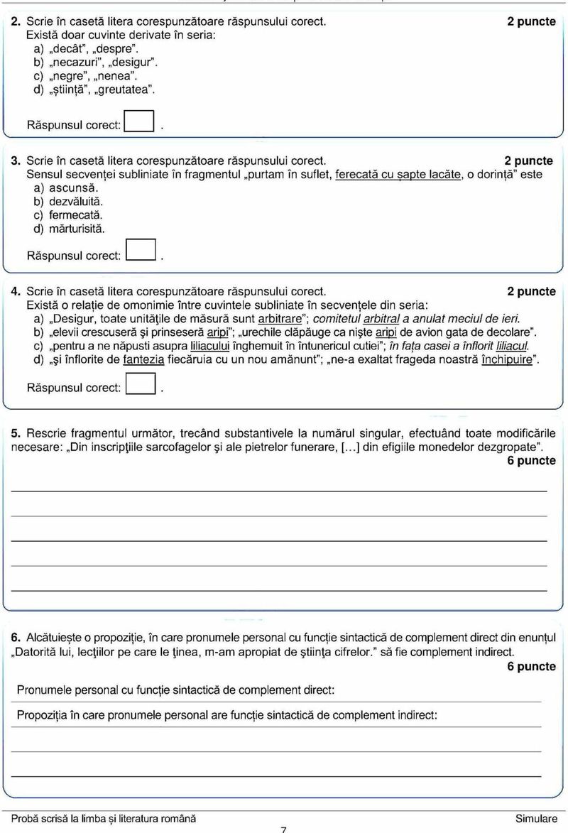 Edu.ro Barem şi subiecte simulare Evaluare Naţională 2022