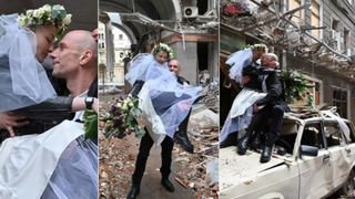 Un cuplu de ucraineni au demonstrat lumii întregi că dragostea învinge orice război. Cei doi tineri și-au sărbătorit nunta printre ruinele din Harkov