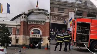 Incendiu puternic la Halele Centrale din Ploiești. Două persoane au fost intoxicate cu fum