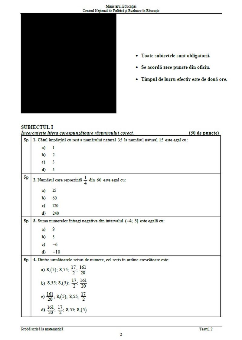 teste antrenament evaluarea națională 2022