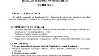 Programa BAC 2022 Sociologie