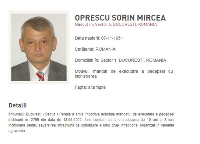 Sorin Oprescu, condamnat la 10 ani și 8 luni de închisoare pentru luare de mită