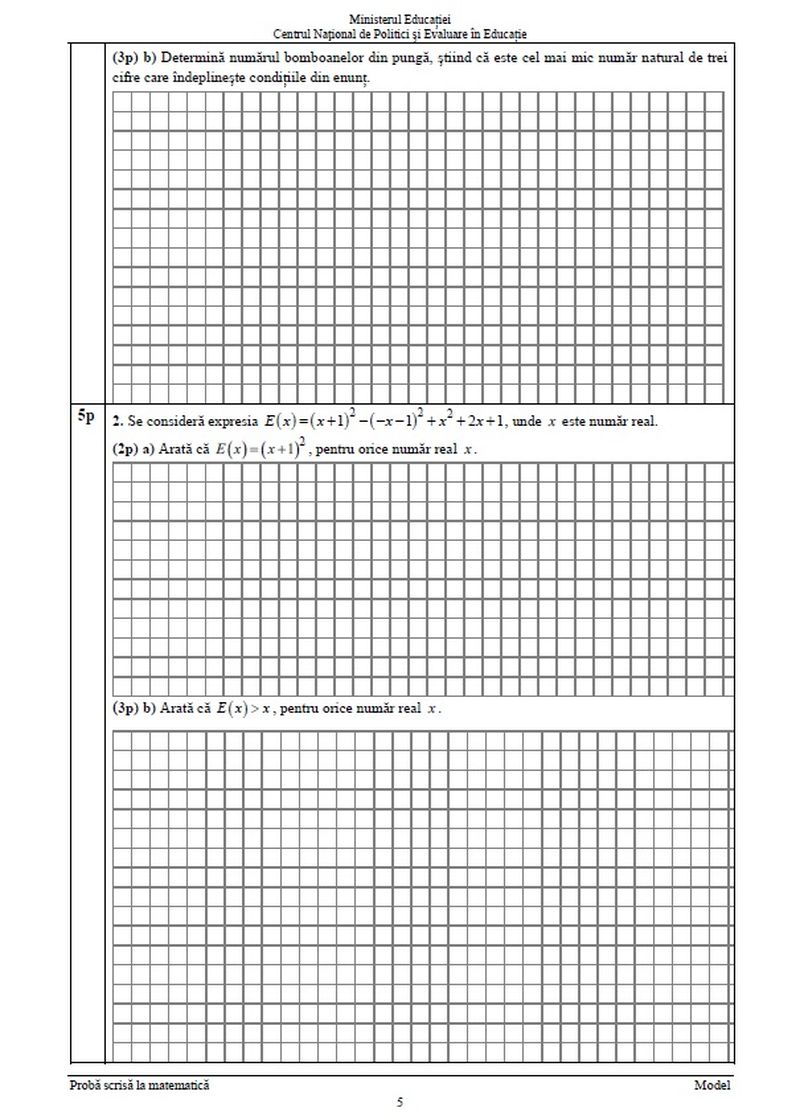 modele subiecte matematică evaluare națională