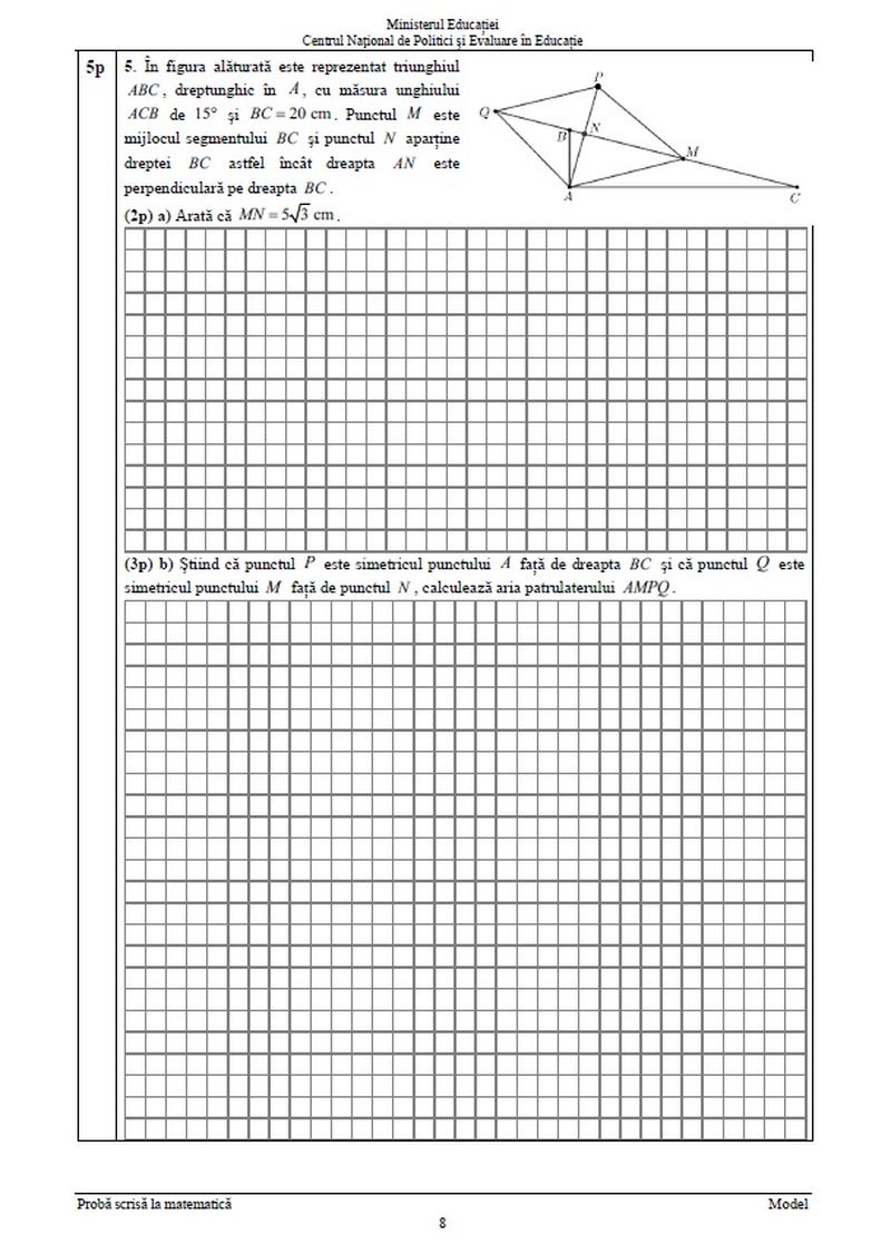 modele subiecte matematică evaluare națională