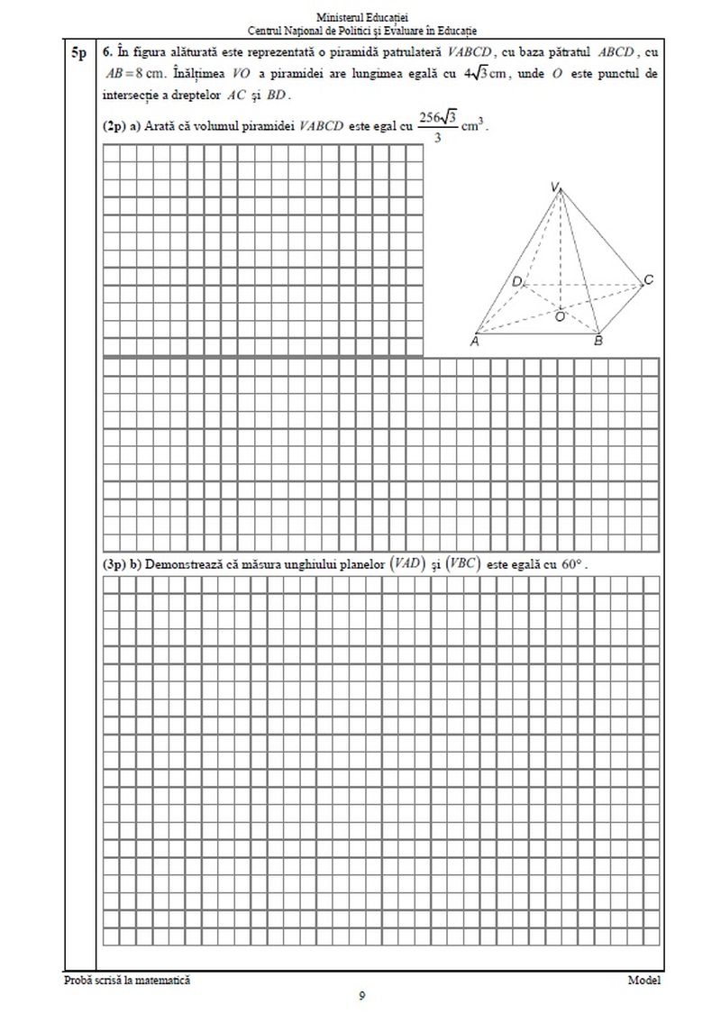 modele subiecte matematică evaluare națională