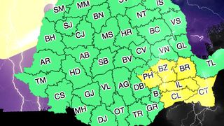 VIDEO - Cod galben de vreme rea &icirc;n șase județe din Rom&acirc;nia